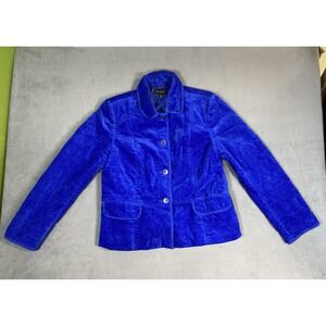Talbots Royal Blue Quilted Jacket Women's M Coat Suit Jacket * Please Read